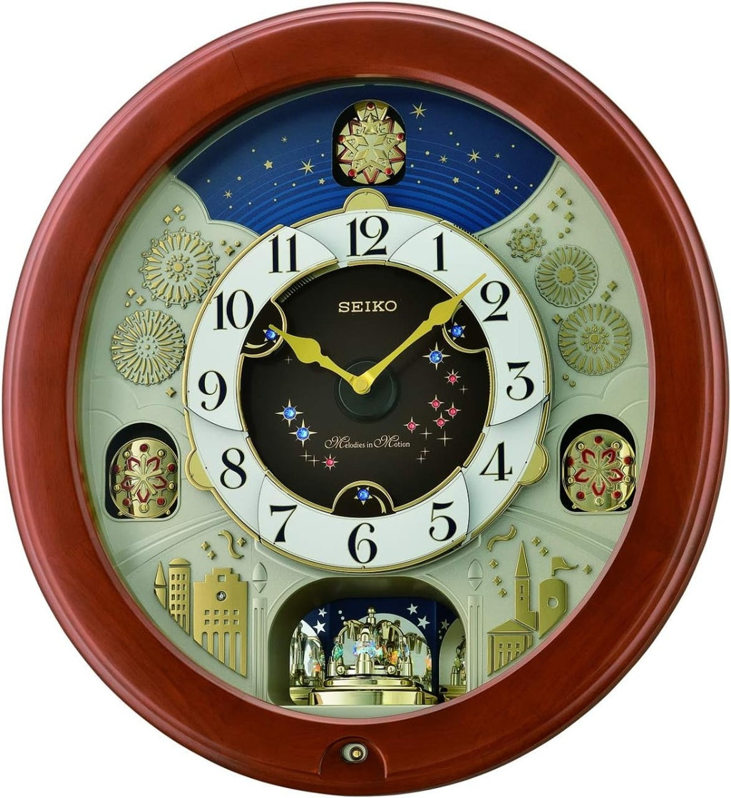 Seiko Melodies in Motion Wall Clock with Wooden Case QXM376B