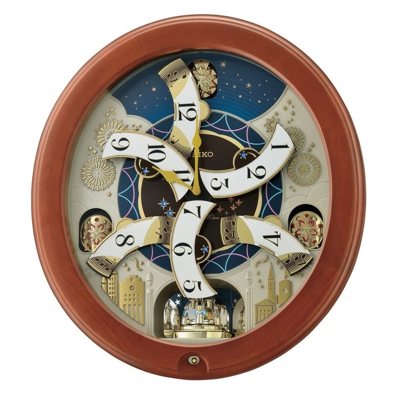 Seiko Melodies in Motion Wall Clock with Wooden Case QXM376B