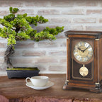 Seiko Wooden Pendulum Mantel Quartz Battery Clock with Westminster or Whittington Chime QXQ008B