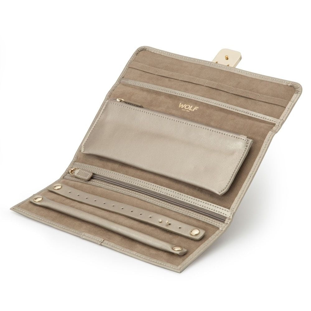 Wolf Palermo Large Jewellery Roll Pewter 213478