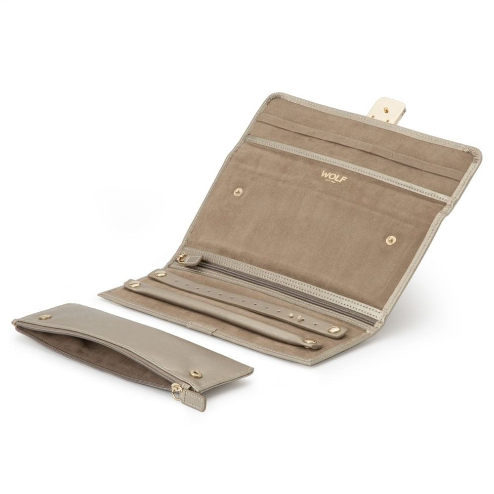 Wolf Palermo Large Jewellery Roll Pewter 213478