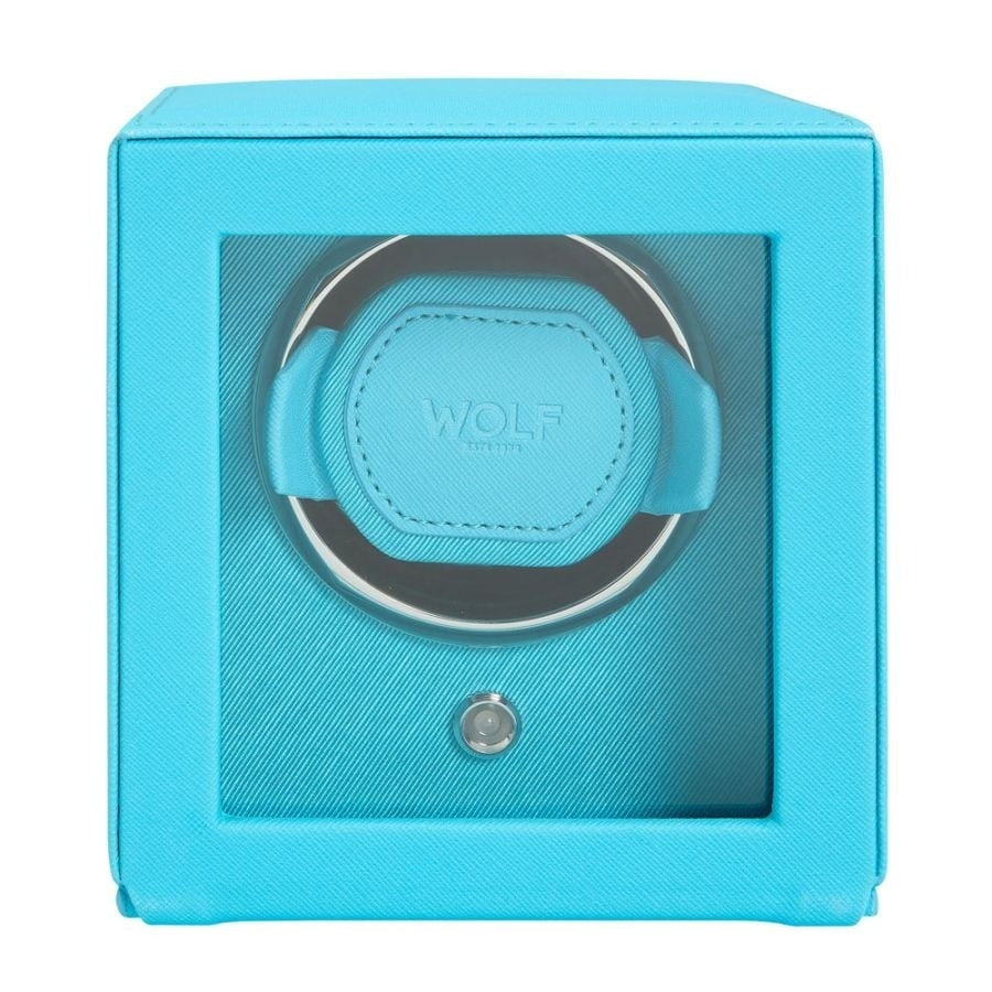 Wolf Designs Cub Tutti Frutti Turquoise Single Watch Winder with Glass Cover 461124