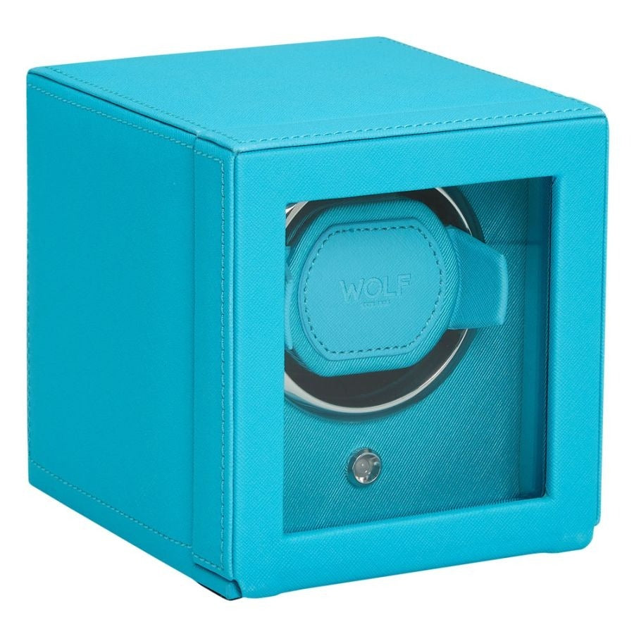 Wolf Designs Cub Tutti Frutti Turquoise Single Watch Winder with Glass Cover 461124