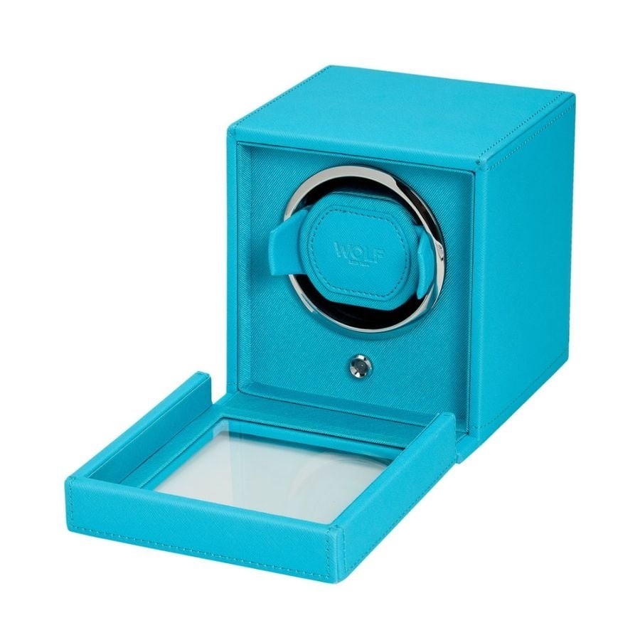 Wolf Designs Cub Tutti Frutti Turquoise Single Watch Winder with Glass Cover 461124