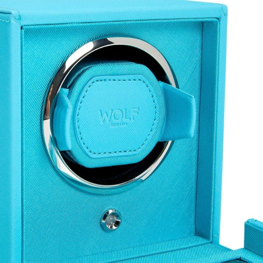 Wolf Designs Cub Tutti Frutti Turquoise Single Watch Winder with Glass Cover 461124