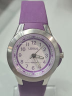 Lorus Unisex Watch with White Dial and Purple Strap R2313FX9