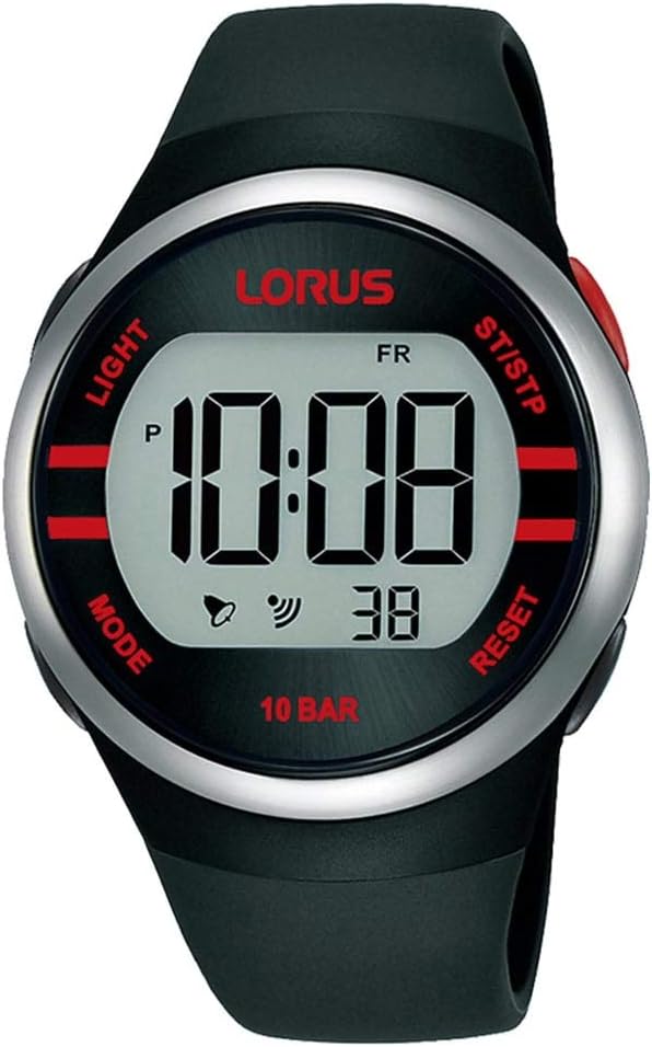 Lorus Mens Digital Watch with Black Silicone Strap R2335NX9