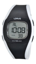 Lorus Ladies Black And White Strap Digital Watch R2337GX9