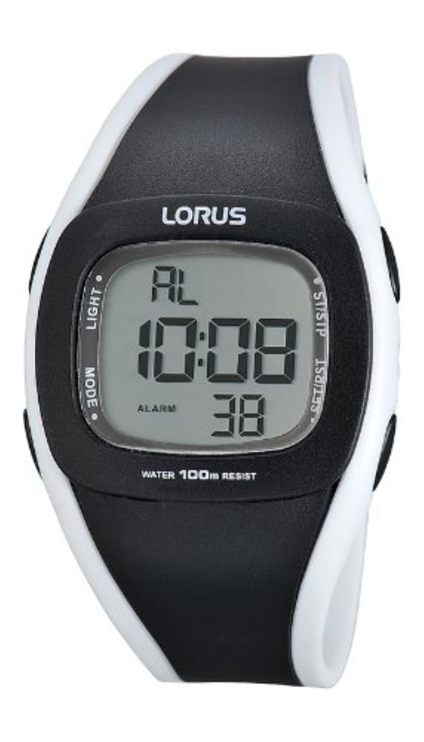 Lorus Ladies Black And White Strap Digital Watch R2337GX9