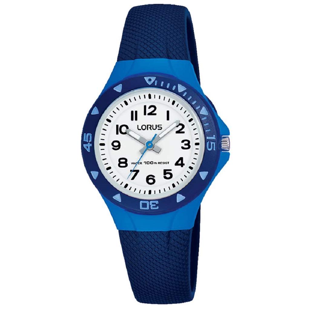 Lorus Children's Sports Watch with Blue Silicone Strap and White Dial R2359MX9
