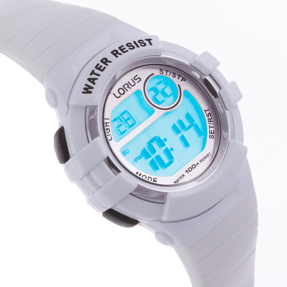 Ffugl-wyl Ddigidol Amlswyddogaeth Unisex Lorus gyda Strap Gwyn R2383HX9