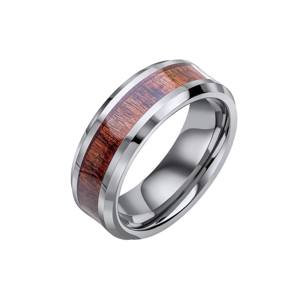 Fred Bennett Tungsten Ring with Brown Wood Inlay R3888
