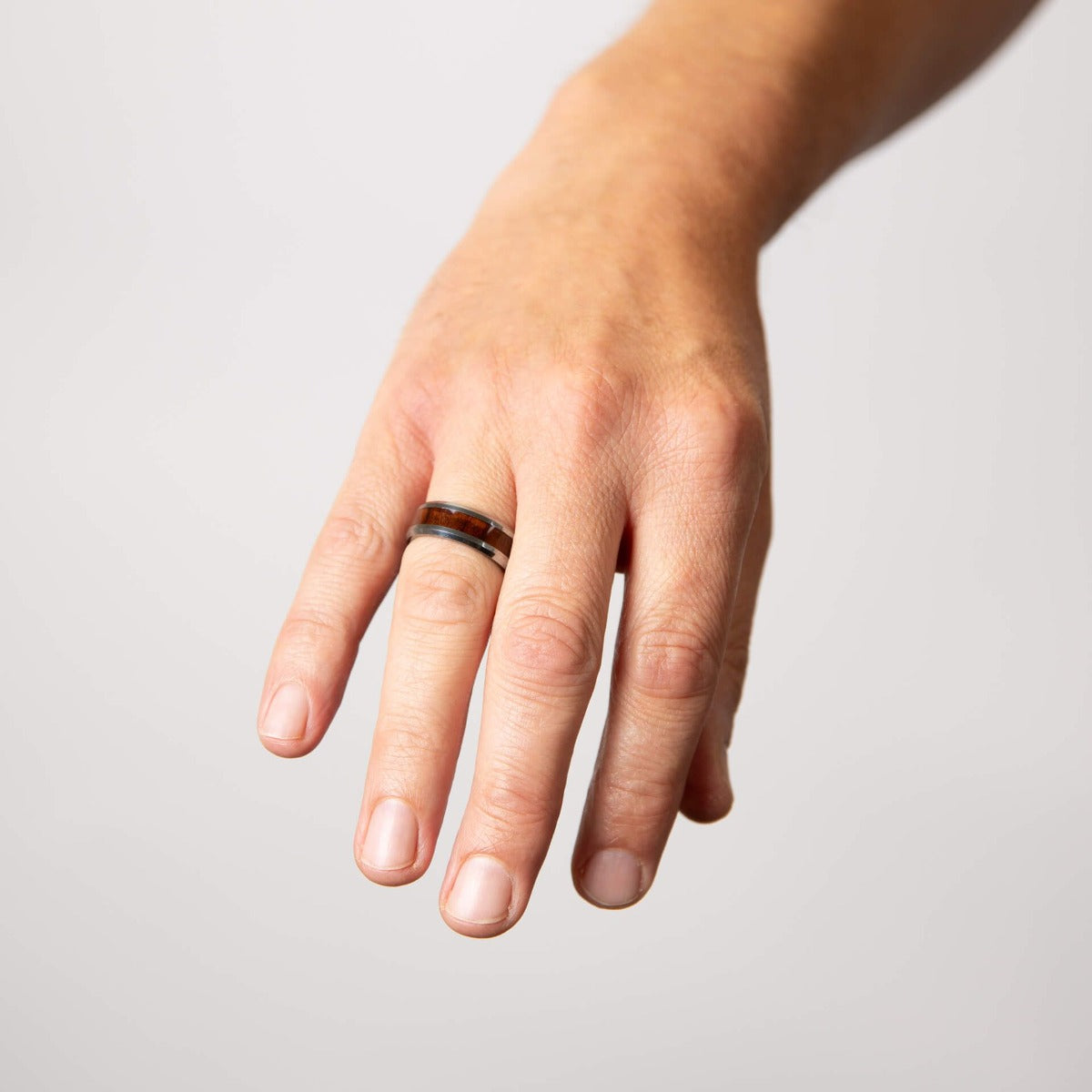 Fred Bennett Tungsten Ring with Brown Wood Inlay R3888