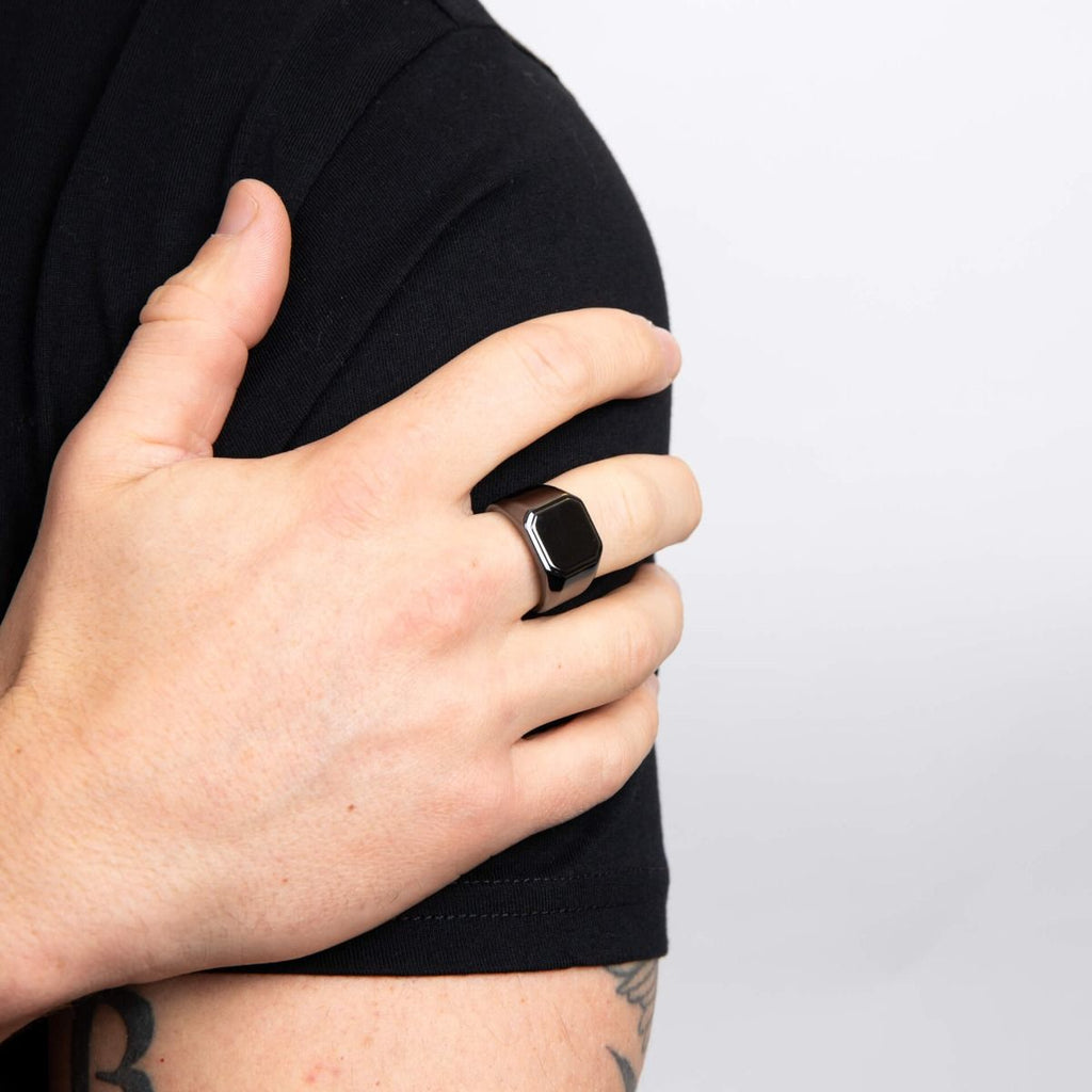 Fred Bennett Gunmetal Plated Square Signet Ring R3911
