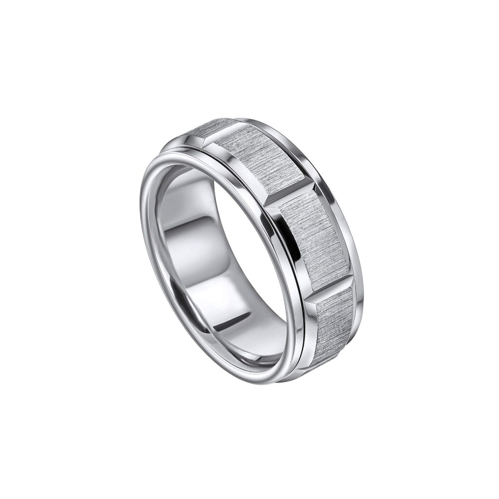 Fred Bennett Step Edge Stainless Steel Spinner Fidget Ring R3933