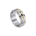 Fred Bennett Gold Stripe Stainless Steel Spinner Fidget Ring R3935