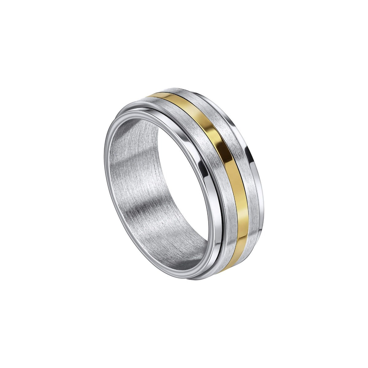 Fred Bennett Gold Stripe Stainless Steel Spinner Fidget Ring R3935