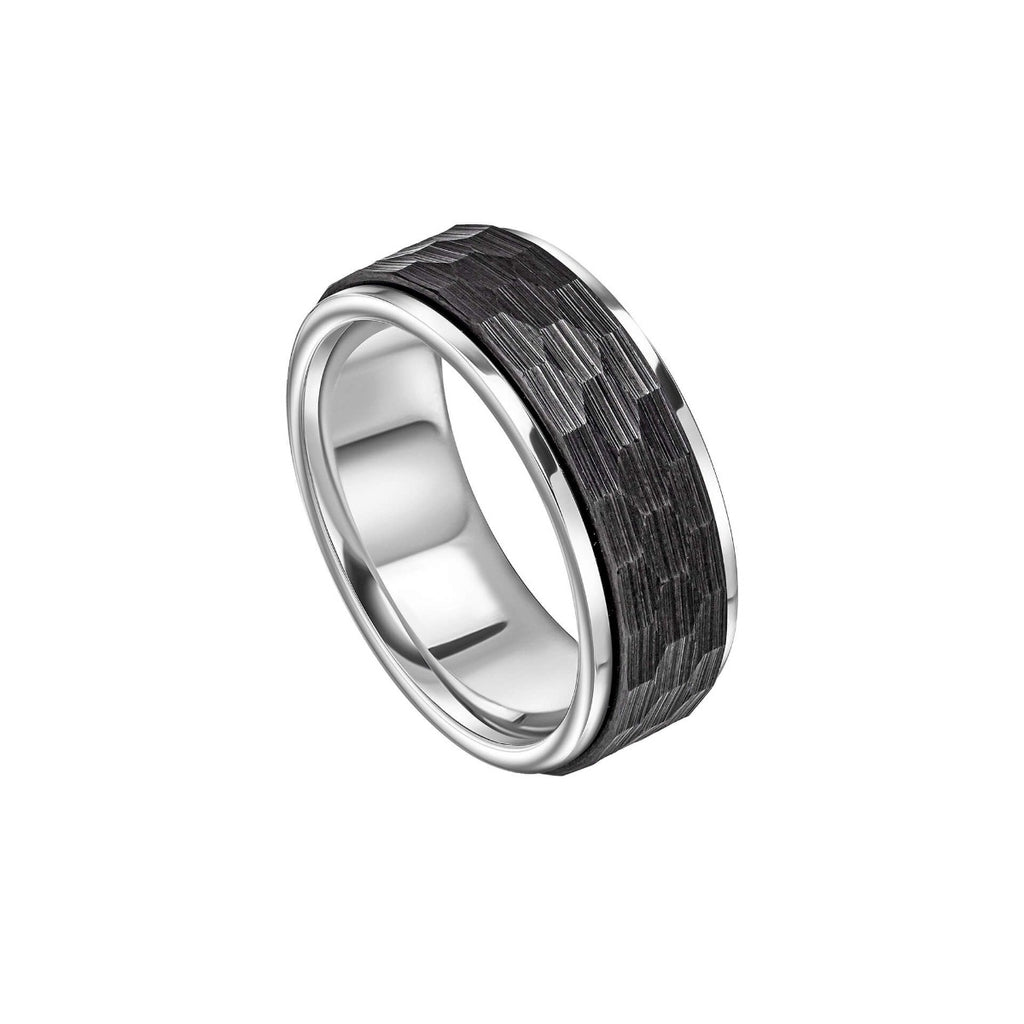 Fred Bennett Faceted Stainless Steel Spinner Fidget Ring R3937B