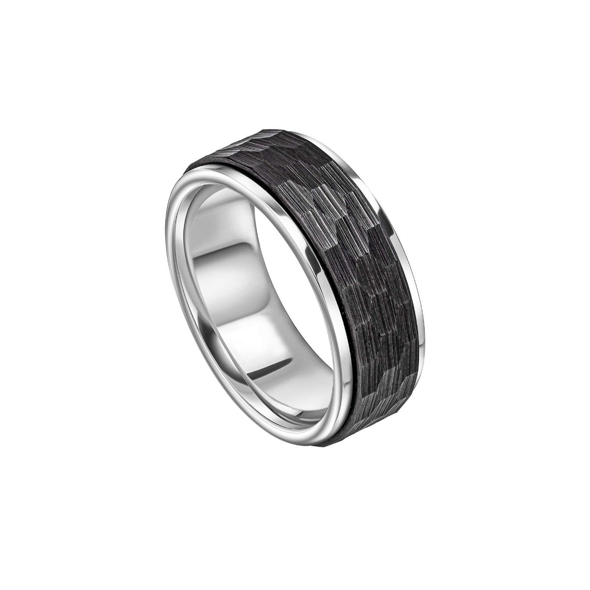 Fred Bennett Faceted Stainless Steel Spinner Fidget Ring R3937B