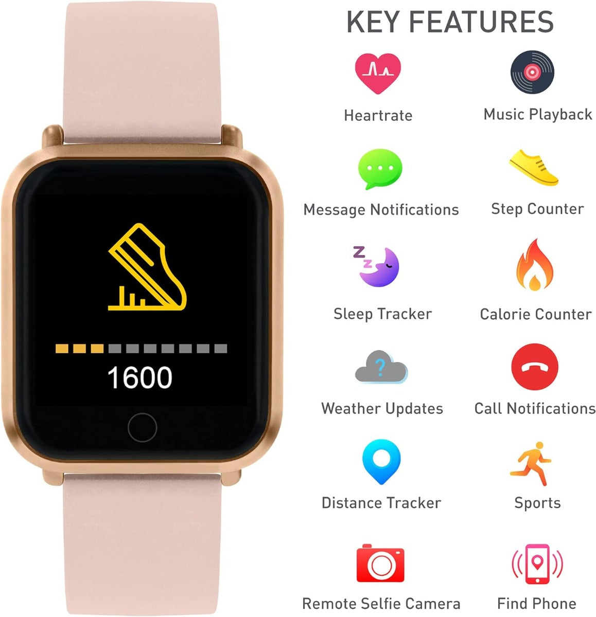 Reflex Active Series 6 Smart Watch with Pink Silicone Strap RA06-2082