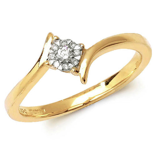 9ct Yellow Gold Diamond Engagement Ring 0.08 CT RD110