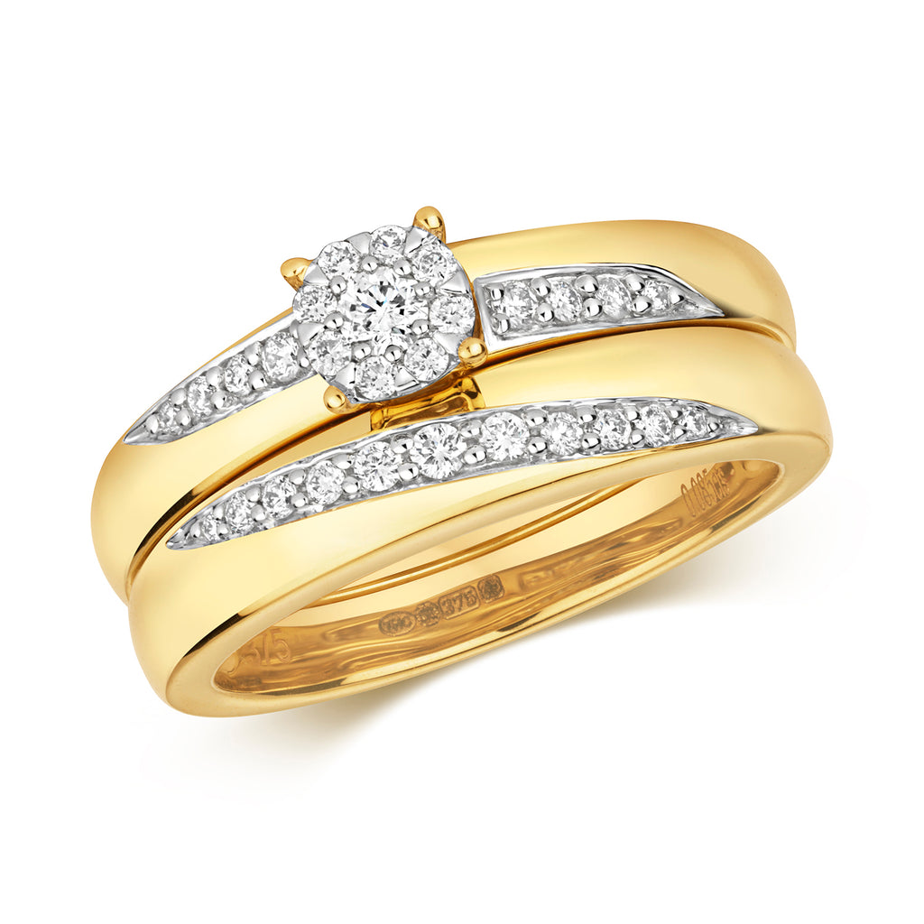 9ct Yellow Gold Diamond Bridal Set 0.28 CT