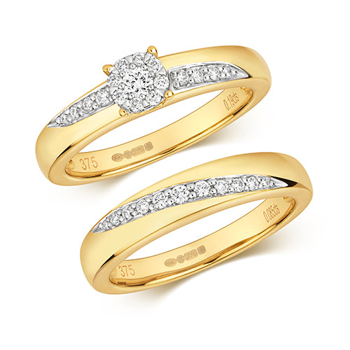 9ct Yellow Gold Diamond Bridal Set 0.28 CT