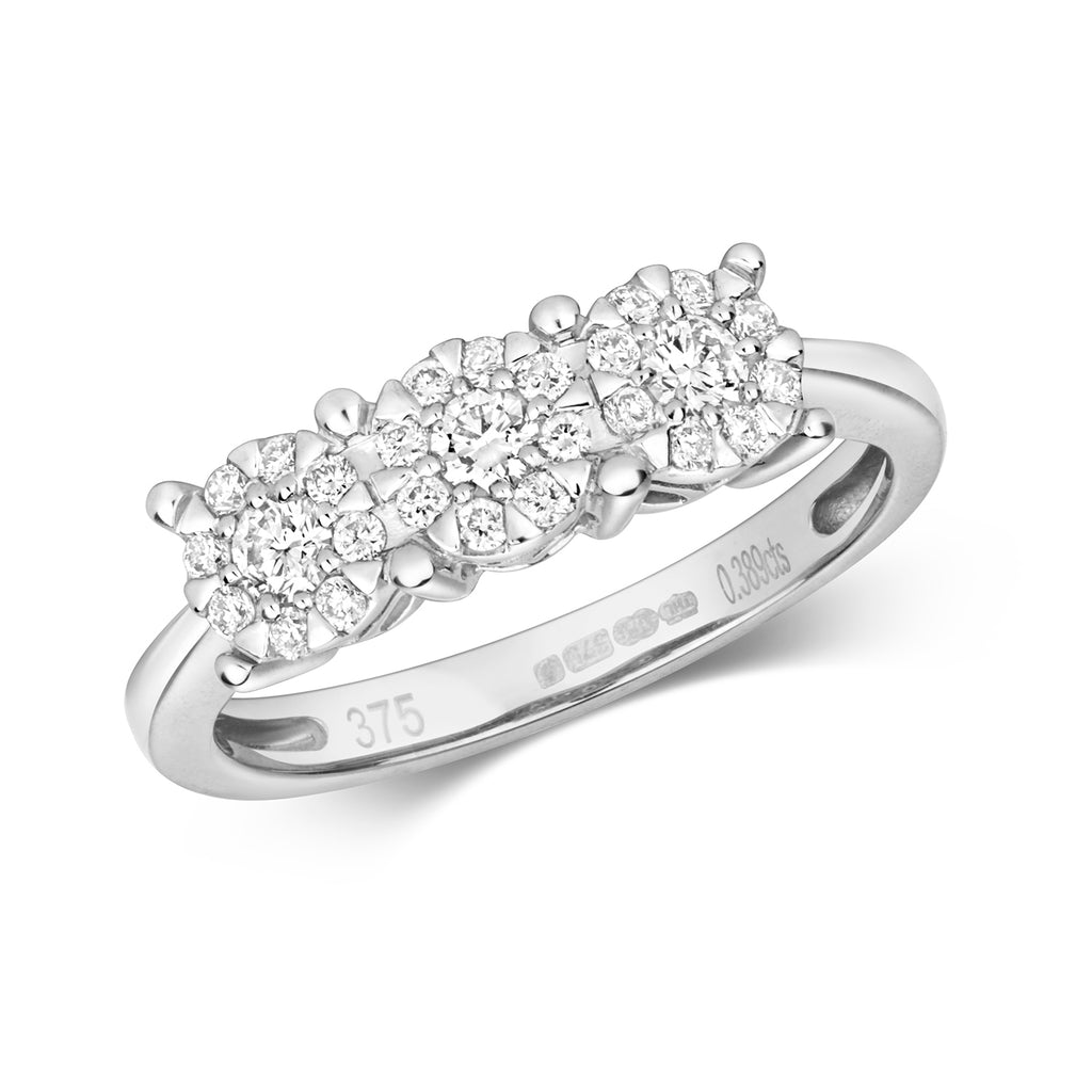 9ct White Gold Diamond Dress Ring 0.39 CT