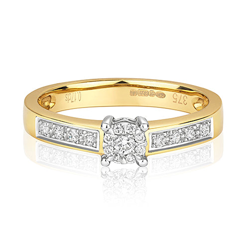 9ct Yellow Gold Diamond Engagement Ring 0.16 CT