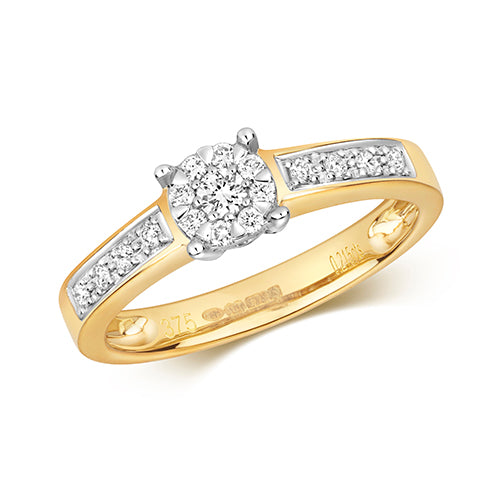 9ct Yellow Gold Diamond Engagement Ring 0.21 CT