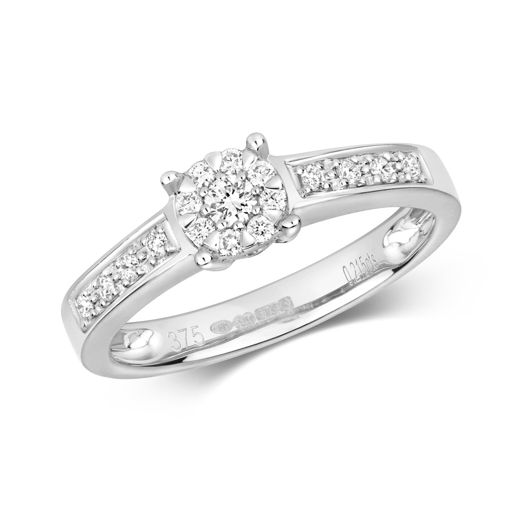 9ct White Gold Diamond Engagement Ring 0.21 CT