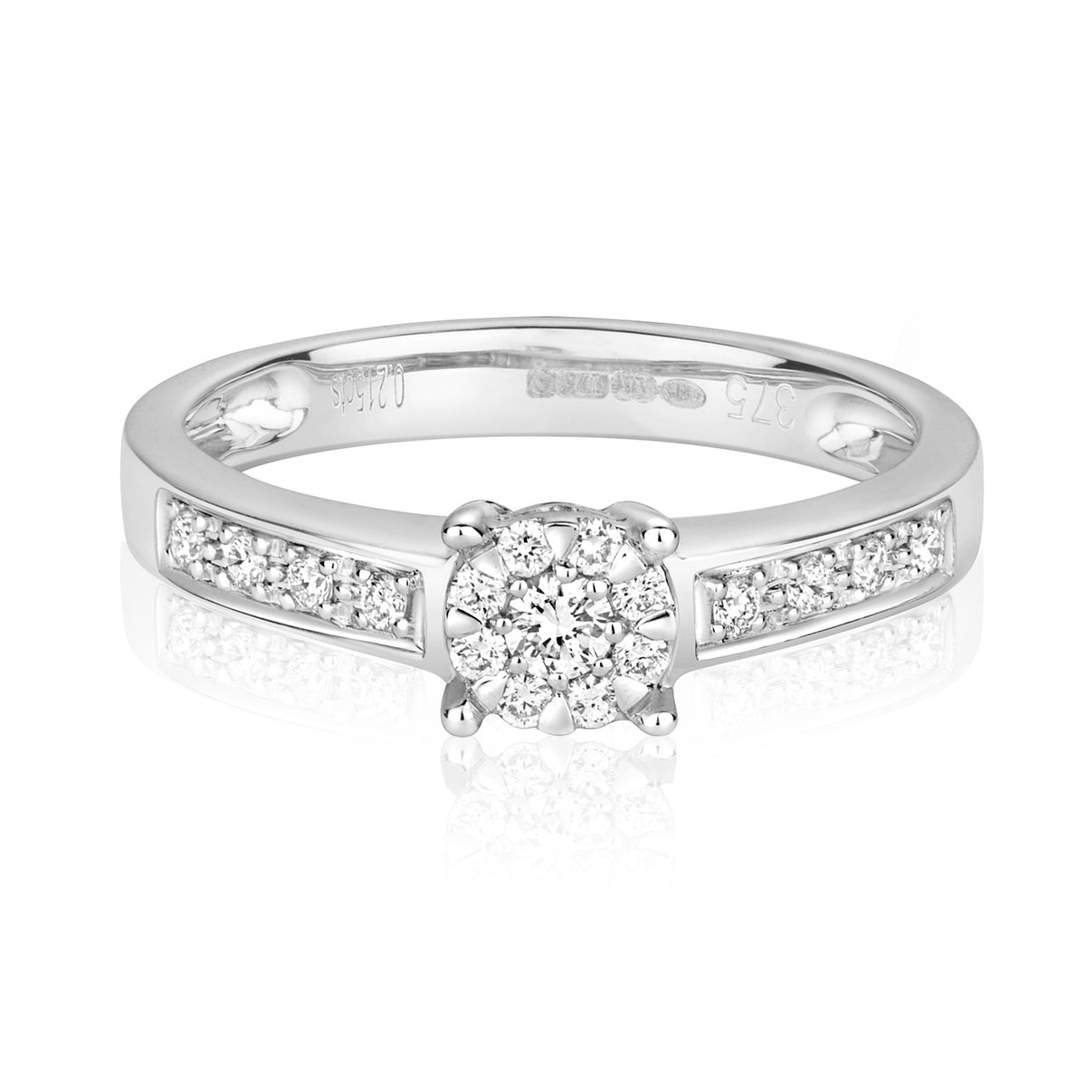 9ct White Gold Diamond Engagement Ring 0.21 CT