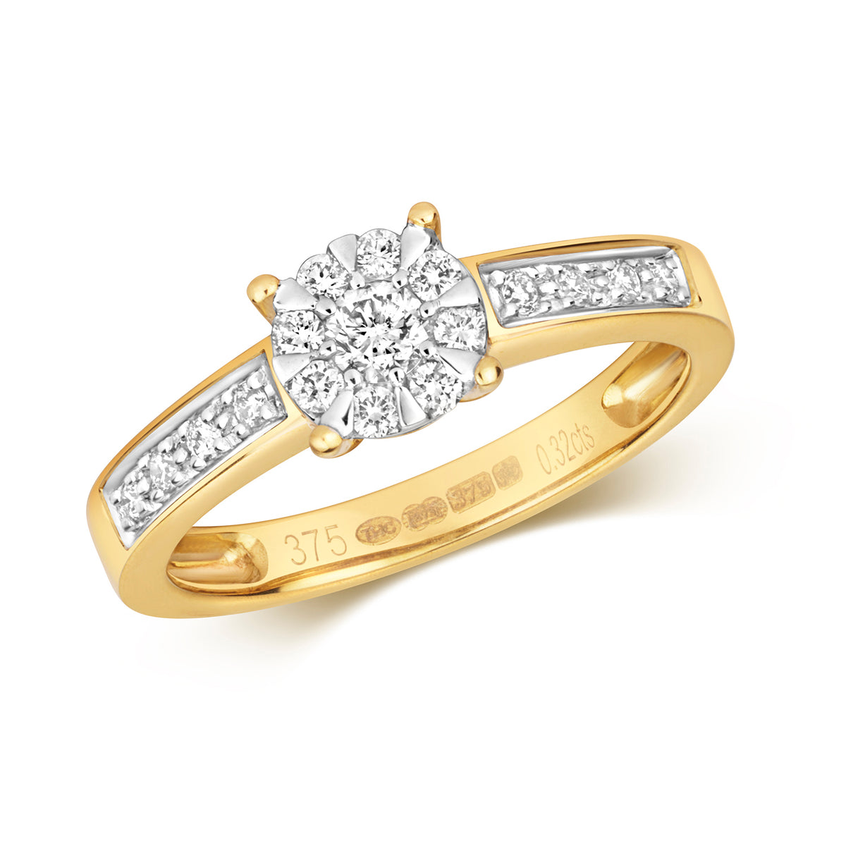 9ct Yellow Gold Diamond Engagement Ring 0.33 CT