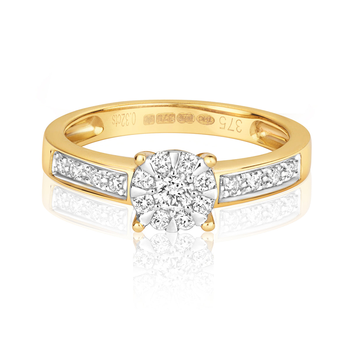 9ct Yellow Gold Diamond Engagement Ring 0.33 CT