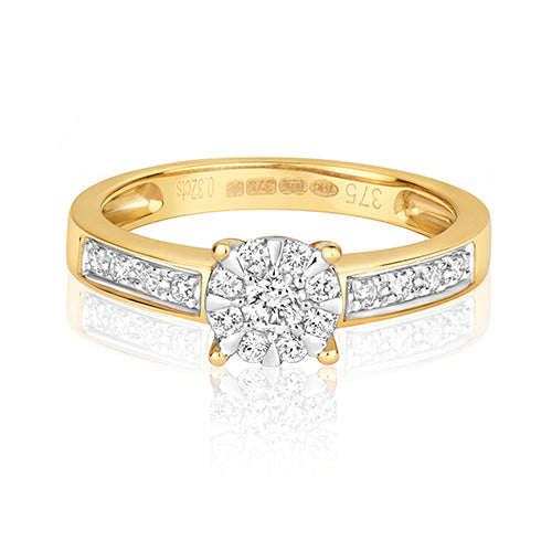 9ct Yellow Gold Diamond Engagement Ring 0.33 CT