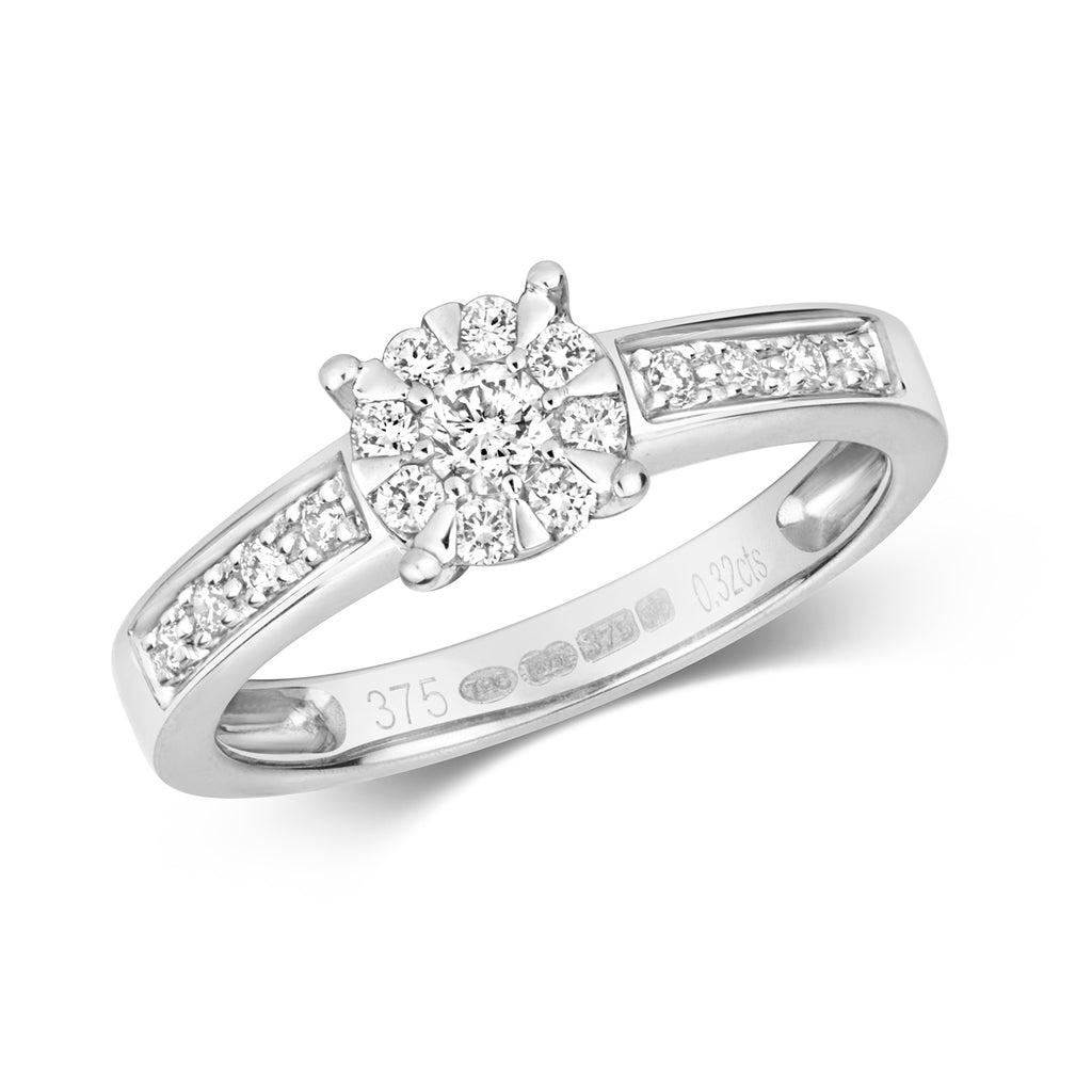 9ct White Gold Diamond Engagement Ring 0.33 CT
