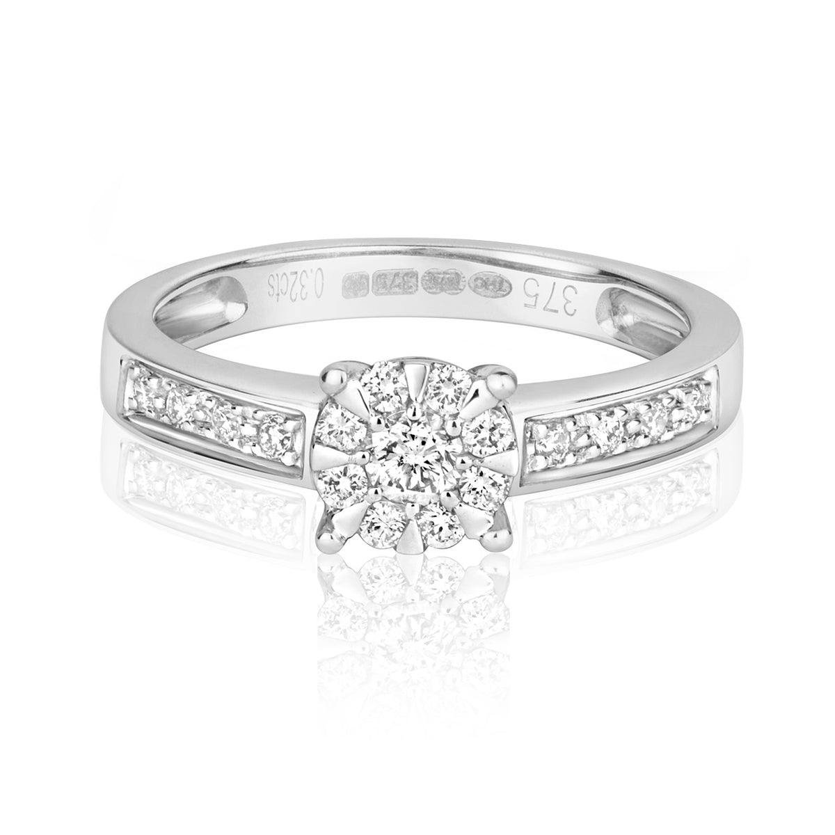 9ct White Gold Diamond Engagement Ring 0.33 CT