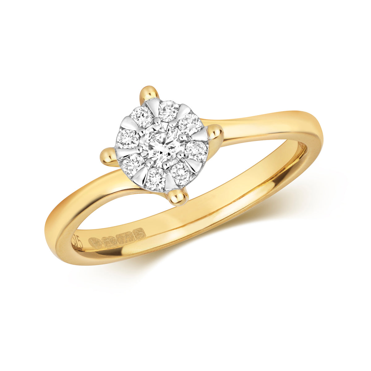 9ct Yellow Gold Diamond Engagement Ring 0.25 CT