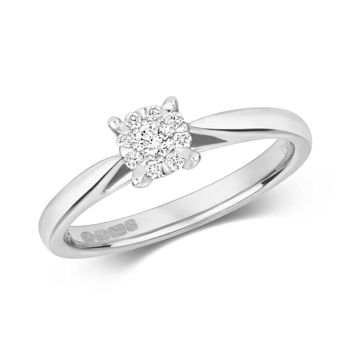 9ct White Gold Diamond Engagement Ring 0.13 CT