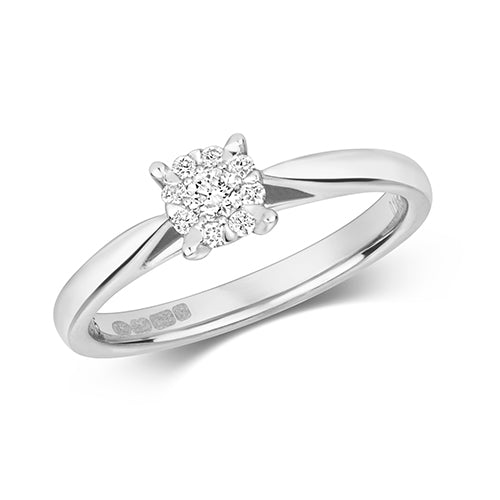 9ct White Gold Diamond Engagement Ring 0.13 CT