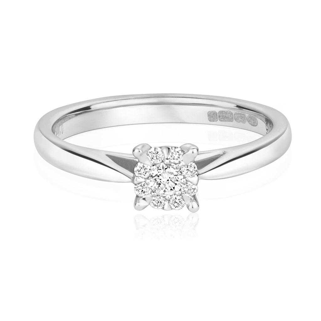 9ct White Gold Diamond Engagement Ring 0.13 CT