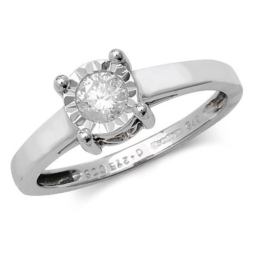 9ct White Gold Diamond Engagement Ring  CT