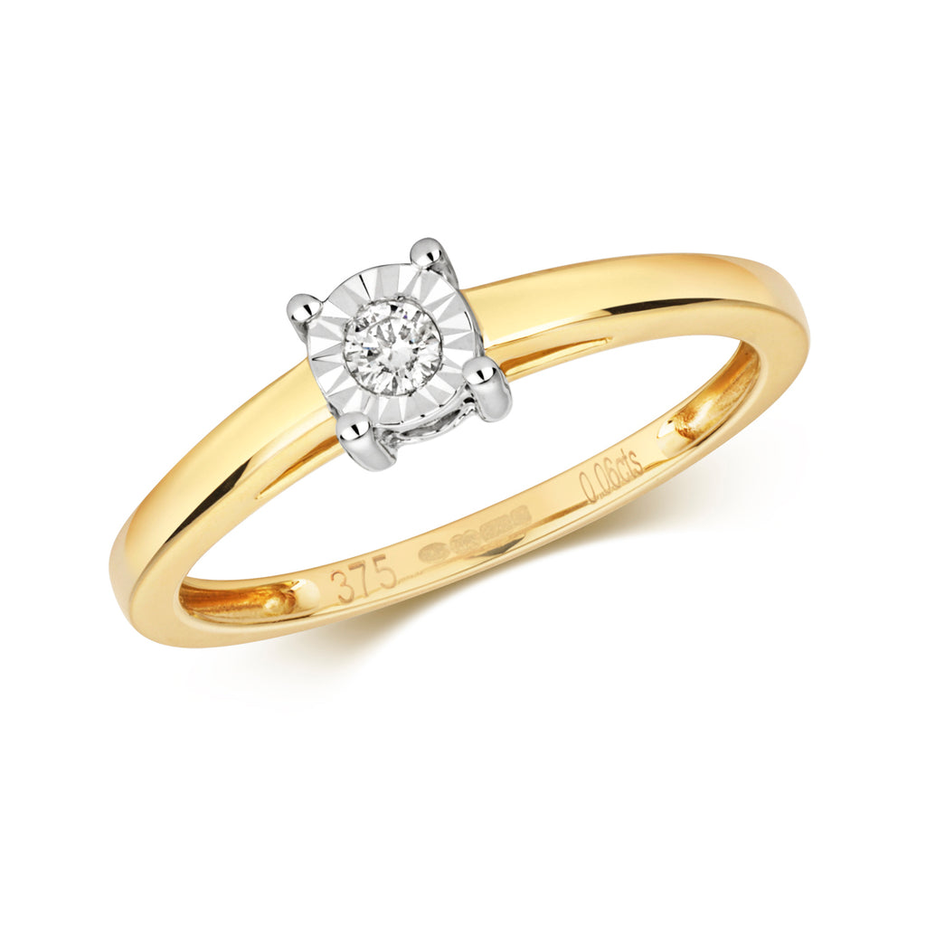 9ct Yellow Gold Diamond Engagement Ring 0.06 CT
