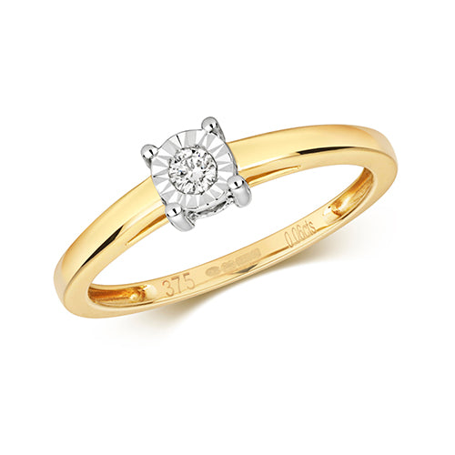 9ct Yellow Gold Diamond Engagement Ring 0.06 CT