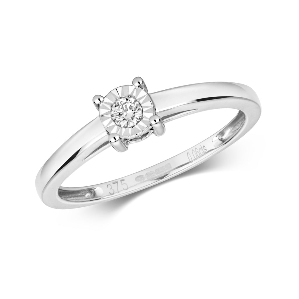 9ct White Gold Diamond Engagement Ring 0.06 CT
