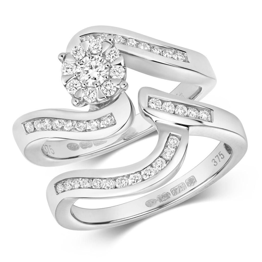 9ct White Gold Diamond Bridal Set 0.51