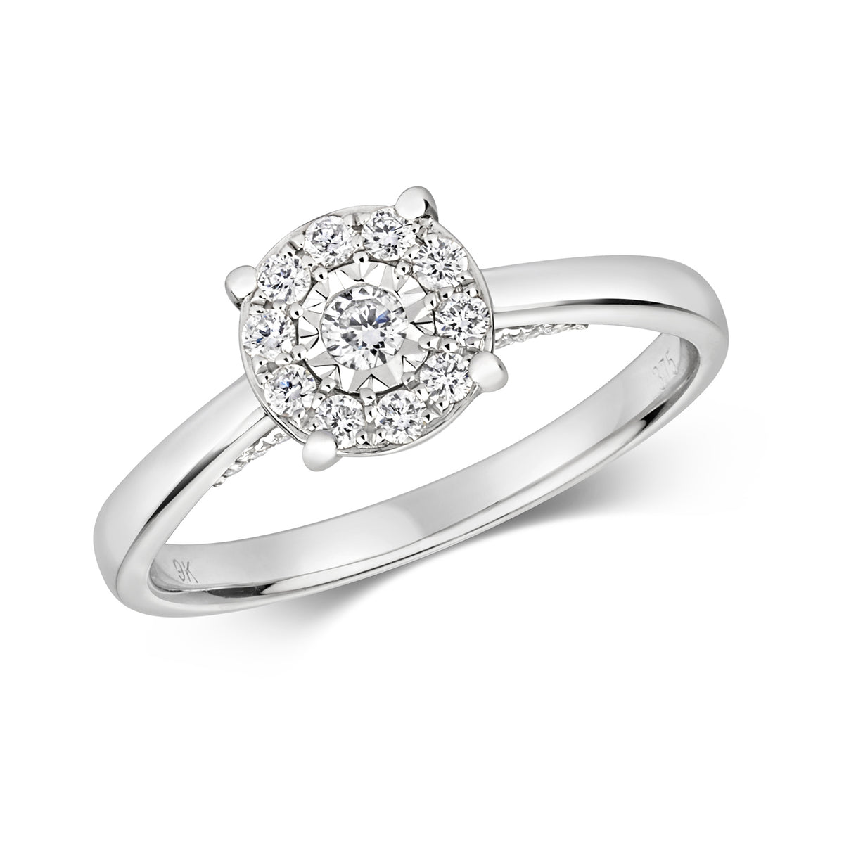 9ct White Gold Diamond Engagement Ring 0.31 CT