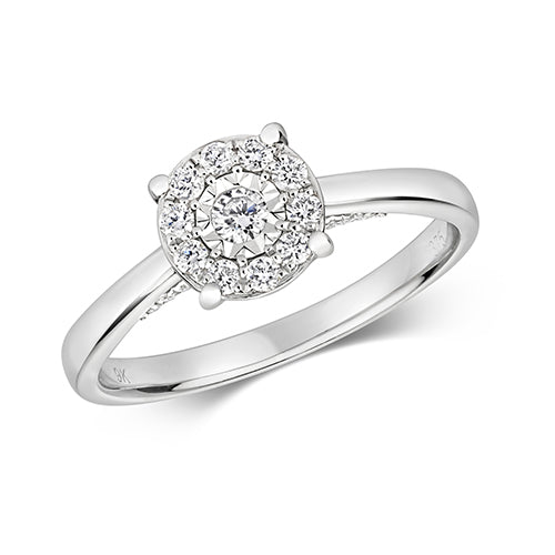 9ct White Gold Diamond Engagement Ring 0.31 CT