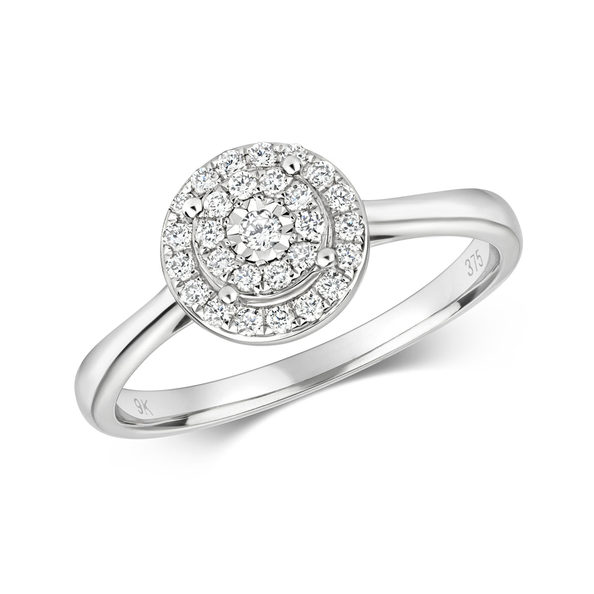 9ct White Gold Diamond Engagement Ring 0.24 CT