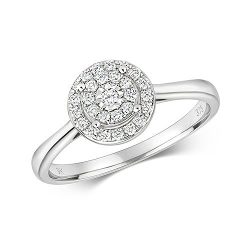9ct White Gold Diamond Engagement Ring 0.24 CT